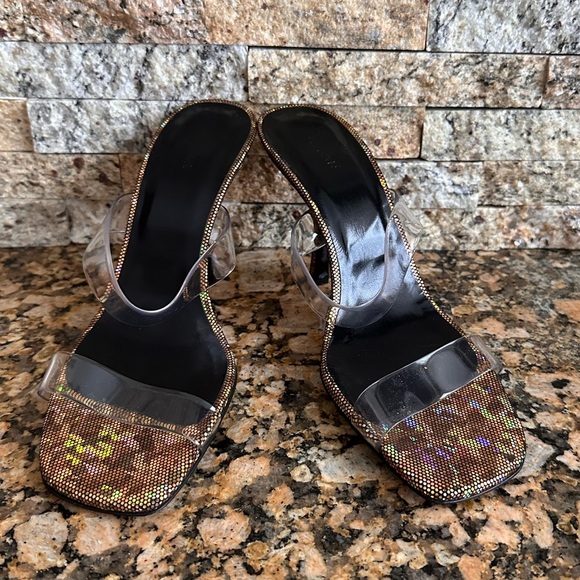 New By Far Clara PVC Iridescent Heeled 95mm Sandals - Picture 7 of 11